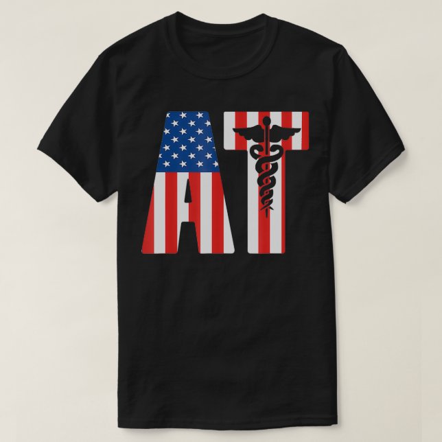 AT American Flag Athletic Trainer  T-Shirt (Design Front)