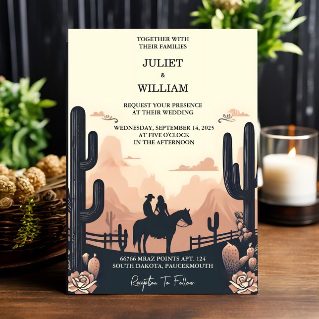 At Desert Rodeo Retro Horse Rustic Western Wedding Invitation (Creator Uploaded)
