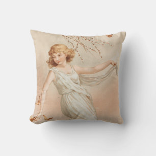 "At Easter Joy" - Vintage Print, L. Prang & Co. Cushion