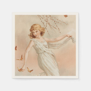 "At Easter Joy" - Vintage Print, L. Prang & Co. Napkin