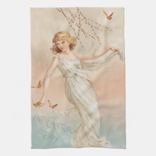 "At Easter Joy" - Vintage Print, L. Prang & Co. Tea Towel