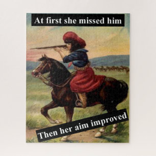 At First She Missed Him. Then Her Aim Improved Jigsaw Puzzle