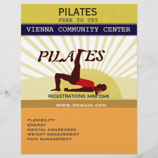At Gym Stretching Woman Sun Sports Fitness Pilates Flyer