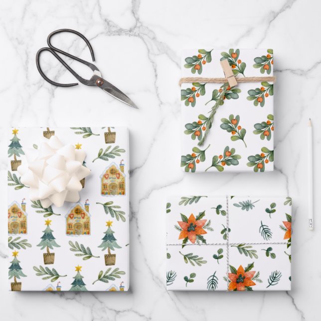 At Home Hygge Christmas Pattern Wrapping Paper Sheet (Front)