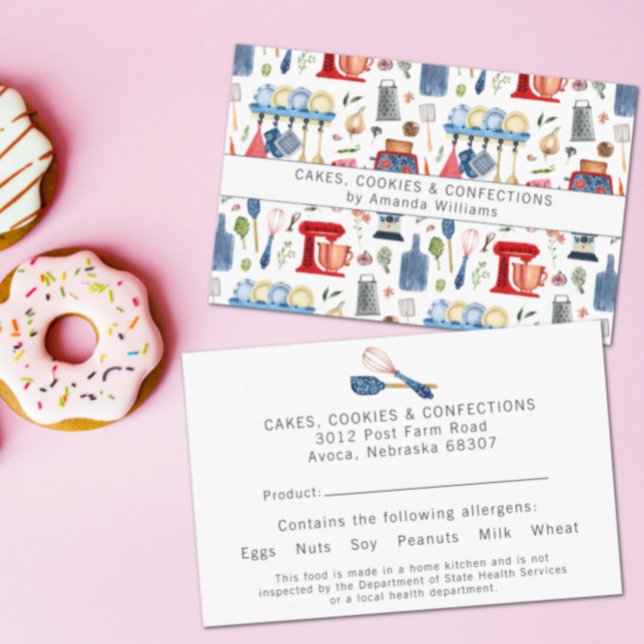 At Home Kitchen Bakery Food Ingredient Allergen Business Card (Creator Uploaded)