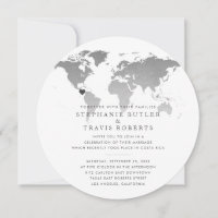 At Home Reception World Map Travel Theme Invite