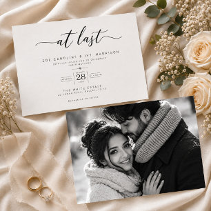 At Last Classic Script Photo Wedding Invitation