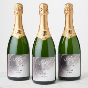 At Last Dusty Plum Agate Abstract Sparkling Wine Label