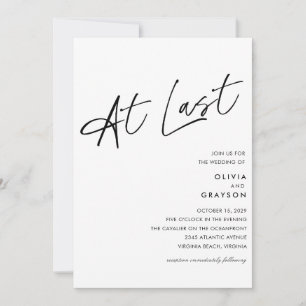 At Last Editable Modern Minimalist Wedding  Invitation