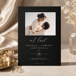 At Last Editorial Couple Photo Wedding Invitation