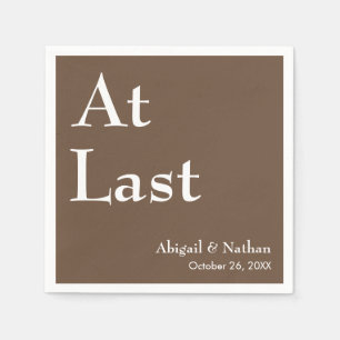 At Last Elegant Minimalist Mocha Brown Wedding Napkin