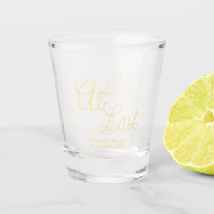 At Last Gold Wedding Favour Personalised Gift Shot Glass