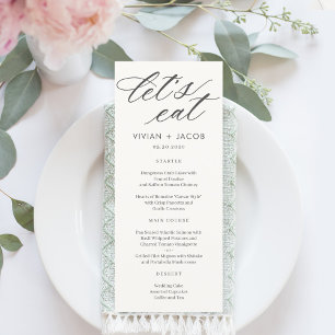 At Last Let's Eat Wedding Menu Card