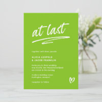 At Last Lime Green Typography Modern Wedding