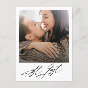 At Last Modern Photo Engagement Announcement  Postcard