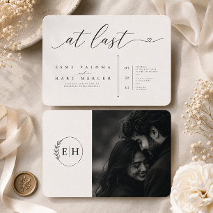 At Last Monogram Script Photo Wedding Invitation
