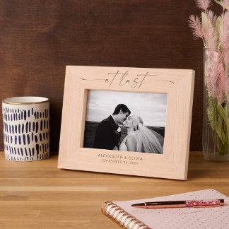 At Last Newlyweds Wedding Photo  Etched Frames