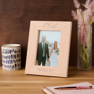 At Last Newlyweds Wedding Photo  Etched Frames