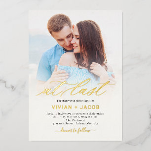 At Last Real Foil Photo Wedding Invitation