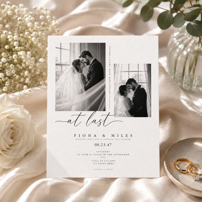 At Last Script Two Photo Modern Wedding Invitation (Creator Uploaded)