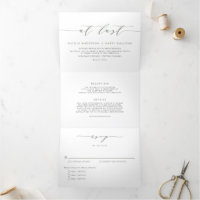 At Last Taupe Green Minimalist Script Wedding