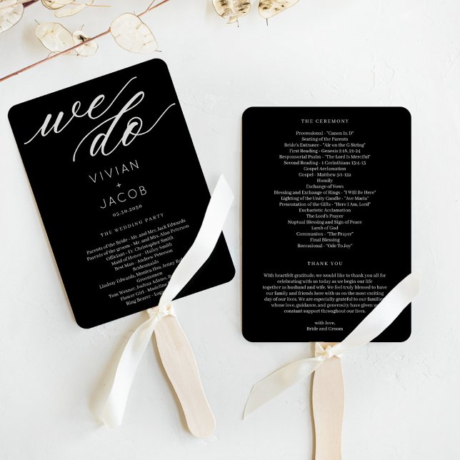 At Last We Do EDITABLE COLOR Wedding Program Fan (Creator Uploaded)