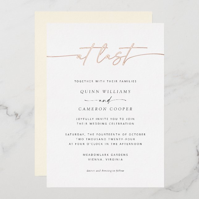 At Last Wedding Foil Invitation (Front/Back)