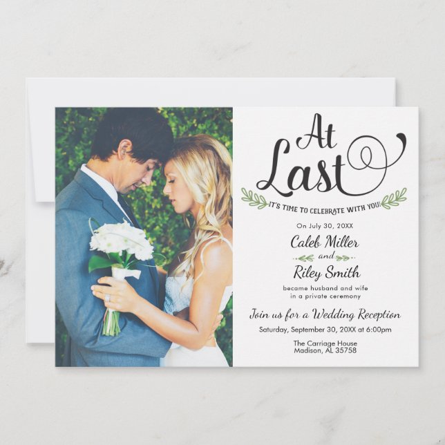 At Last Wedding Reception Invitation (Front)