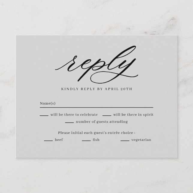 At Last Wedding RSVP Reply Response Card (Front)