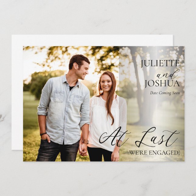 At Last We're Engaged Photo Engagement Announcement (Front/Back)
