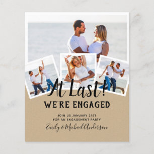 At Last We're Engaged - PHOTO Party  Invitations Flyer