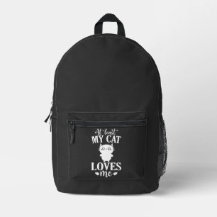 At Least My Cat Loves Me Anti Valentines Cat Lover Printed Backpack