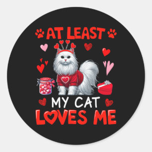 At Least My Cat Loving Me Valentine's Single Owner Classic Round Sticker