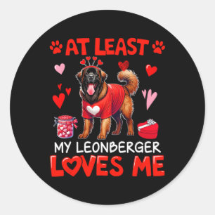 At Least My Leonberger Loving Me Valentine's Singl Classic Round Sticker