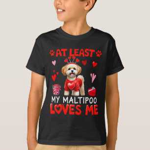 At Least My Maltipoo Loving Me Valentine's Single T-Shirt