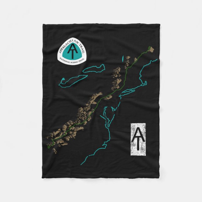 At Logo Appalachian Trail Hiking Map  Fleece Blanket (Front)