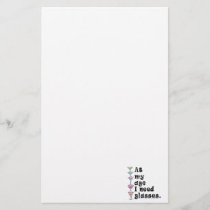 At My Age I Need GLASSES (Cocktail Humour) Stationery