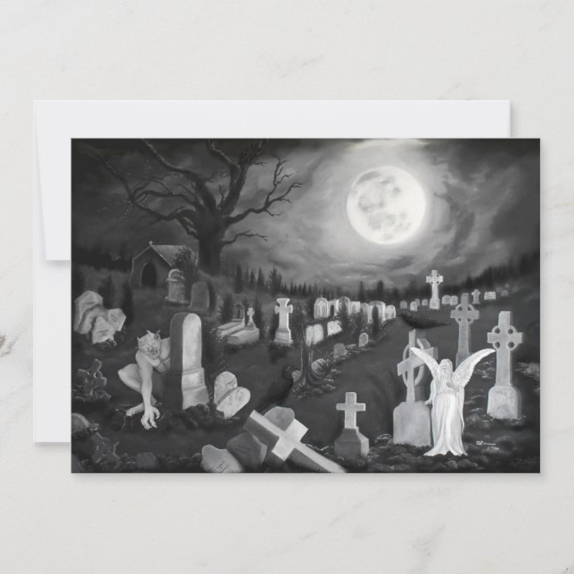 At night on the cemetery - Angel with Devil (Front)