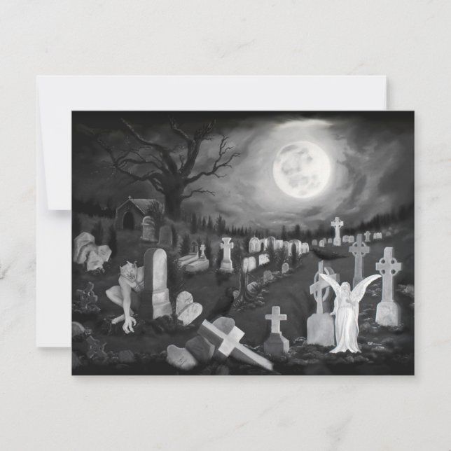 At night on the cemetery - Angel with Devil (Front)