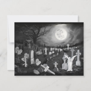 At night on the cemetery - Angel with Devil