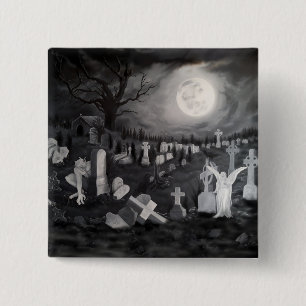 At night on the cemetery - Angel with Devil 15 Cm Square Badge