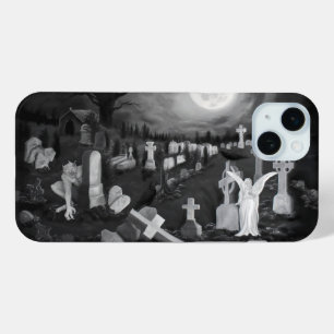 At night on the cemetery - Angel with Devil iPhone 15 Mini Case