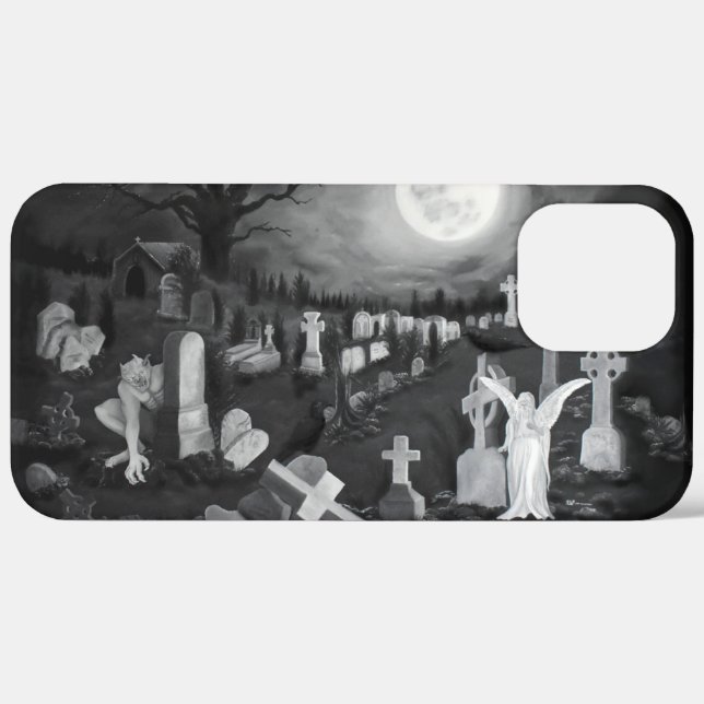 At night on the cemetery - Angel with Devil Case-Mate iPhone Case (Back (Horizontal))