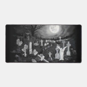 At night on the cemetery - Angel with Devil Desk Mat