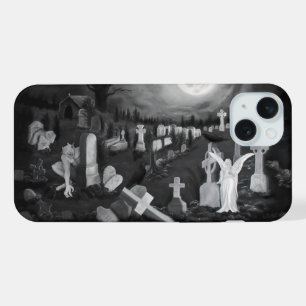 At night on the cemetery - Angel with Devil iPhone 15 Plus Case