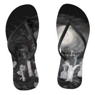 At night on the cemetery - Angel with Devil Jandals