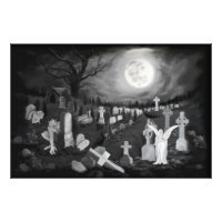 At night on the cemetery - Angel with Devil