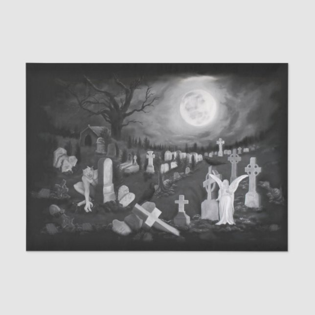 At night on the cemetery - Angel with Devil Tissue Paper (Front)