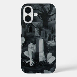 At night on the cemetery - Devil iPhone 16 Case
