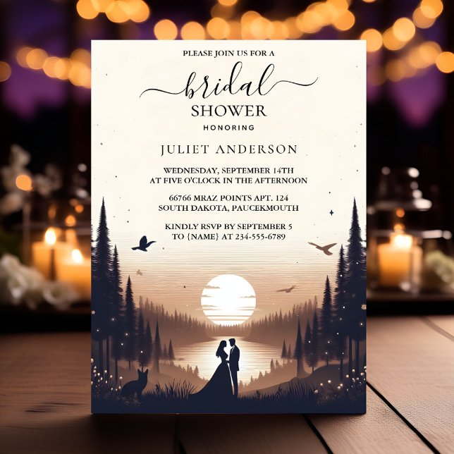 At Night Sunset Moon Cloud Twilight Bridal Shower Invitation (Creator Uploaded)
